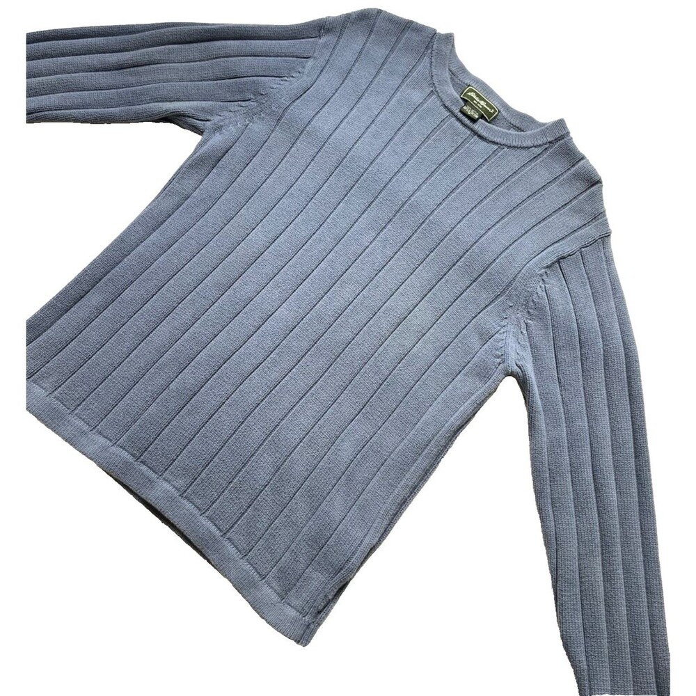 Eddie Bauer Women's Small Blue Cotton Pullover Sweater Heavyweight Ribbed